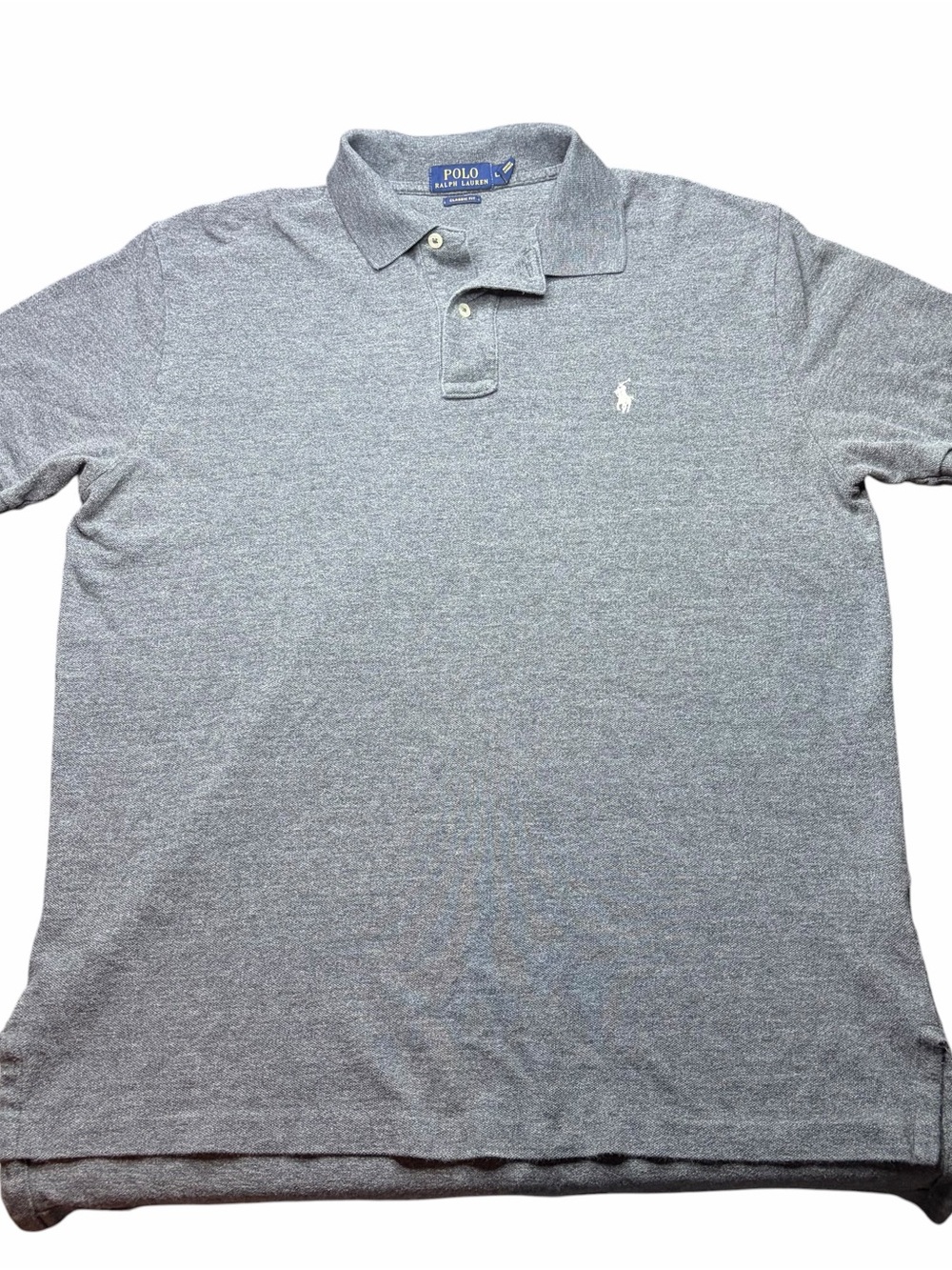 Polo Ralph Lauren Mens Shirt L Gray Short Sleeve Classic Fit Preppy Heathered